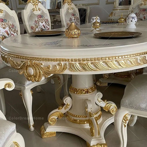 Bộ bàn ăn và ghế gỗ hình chữ nhật 8 chỗ ngồi, kiểu cổ điển châu Âu sang trọng - Product Image 3