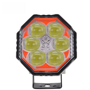 Projecteurs LED octogonaux pour moto à 5-8 lentilles, système d'éclairage automatique à puce CREE 3570, feux auxiliaires antibrouillard clignotants rouge et bleu - Product Image 1
