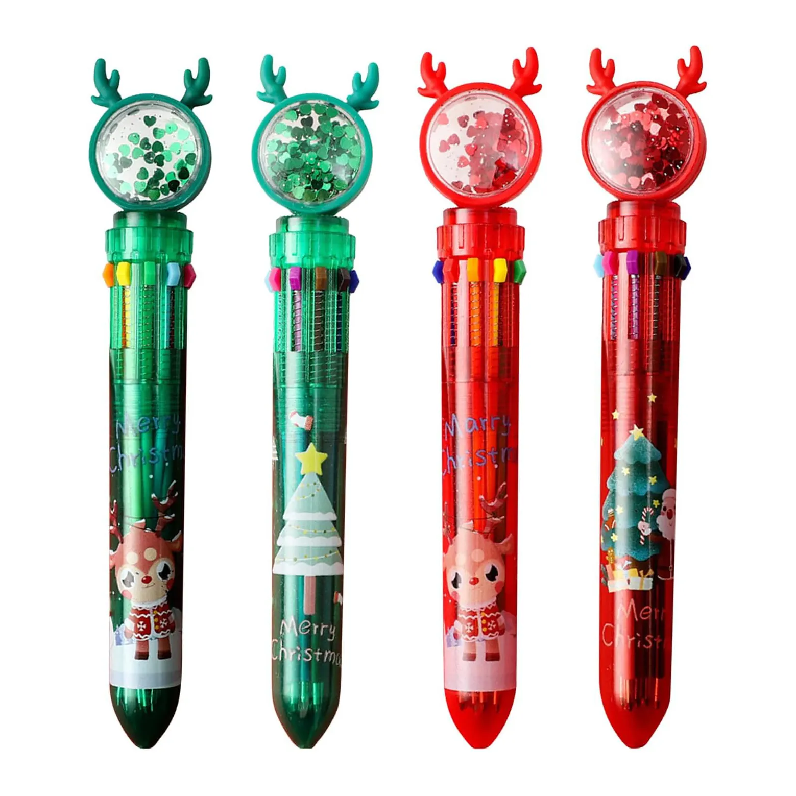 Bonvan pena multi warna plastik pulpen pembuatan pulpen kartun gaya Natal kustom