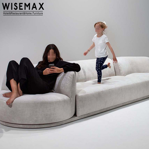 WISEMAX FURNITURE Canapé moderne minimaliste multifonctionnel en bois avec cadre rotatif, tissu en lin blanc, 3 places pour salon - Product Image 3