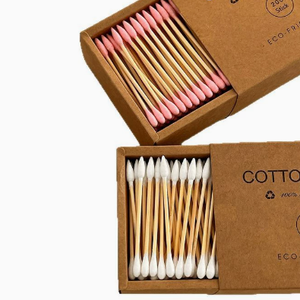 Bâtonnets de coton écologiques en bambou à double embout, bâtonnets de nettoyage d'oreilles en bois pour le soin du visage - Product Image 1