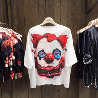 Milliardaire Hommes Lourd 100% Coton T-Shirt Court Longueur Designer Dessin Animé Logo Streetwear avec Clown Imprimer Plaine De Mode