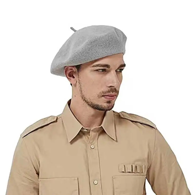 男性と女性のための卸売ファッションプレーンブラウンブラックウールフレンチベレー帽