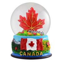 Statue d'ours orignal en résine personnalisée ornement décoration boule d'eau scintillante en cristal pour cadeau boule à neige de Noël Souvenir du Canada