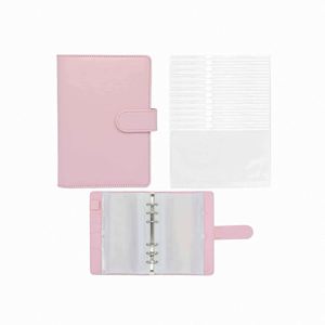 A6 Spiral Custom Cover Light Pink PU Leather Eco-Friendly Money Savings Challenge Binder with Cash <b>Envelopes</b> for Gift - Product Image 2
