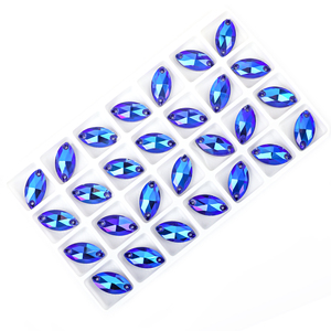 VCE colorato cucire sul doppio foro strass vetro vetro Flatback Navette per gioielli abbigliamento scarpe accessori - Product Image 3