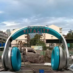 Fiberglass Headphone Sculpture Outdoor <b>Large</b> Scale Abstract Geometric Floor Mount Resin <b>Ornament</b> - Product Image 1