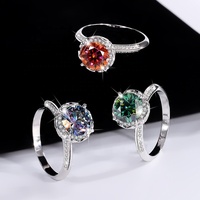 Perhiasan Mewah Perak Sterling 925 Berlapis Platinum Potongan Brilian VVS 2Ct Moissanite Perhiasan Berkualitas Tinggi Cincin Kawin Dua Warna Motif Bunga untuk Wanita