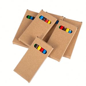 Ensemble de crayons de couleur miniatures promotionnels de 3,5 pouces avec logo personnalisé, crayons de couleur en bois avec boîte en papier kraft - Product Image 1