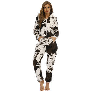 Monos con capucha <span class=keywords><strong>de</strong></span> franela <span class=keywords><strong>de</strong></span> doble cara para mujer, pijamas cálidos <span class=keywords><strong>de</strong></span> piel <span class=keywords><strong>de</strong></span> vaca, <span class=keywords><strong>Otoño</strong></span> e Invierno - Product Image 6