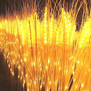 야외 방수 안뜰 장식 빛나는 잔디 LED 태양 리드 지상 연결 빛 밀 귀 쌀 짚 램프