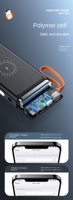 Banco de Energía Inalámbrico de 30000mAh con 4 Cables Integrados Tipo-C, Doble USB, Pantalla LED, Cargador Portátil de Li-Polímero para iPhone 12-16