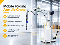 Grue à flèche articulée mobile pneumatique certifiée CE, rotation à 360 degrés, grue à flèche pliable durable