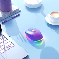 Ratón inalámbrico de 2,4G, ratón inalámbrico con luz LED, ratón inalámbrico portátil silencioso recargable para PC, ordenador portátil