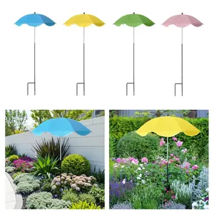 Parasol droit moderne de 64 cm en tissu nylon 190T à armatures en fer, à commande manuelle, pour jardin, <span class=keywords><strong>lit</strong></span> de jardin, plantes en pot, cour, protection solaire - Product Image 4