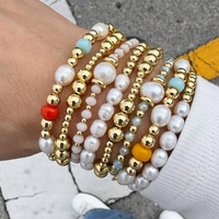 Bracelet Vintage Personnalisé en Gros, Bijou en Acier Inoxydable Plaqué Or 18 Carats, Bracelet à Perles, Cadeau Bijoux pour Femmes