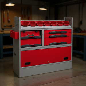 Gabinete de Almacenamiento de Plástico para Automoción 5006 C3 Rojo con Cajones y Puertas para Uso en Taller - Product Image 3