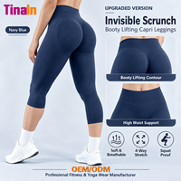 Leggings Capri pour femmes, taille haute, sans couture, effet push-up, anti-transpiration, doux et lisses, pour Pilates, personnalisables par fournisseur OEM