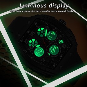 Sanda 6157 Trendy Men Electronic Sports <b>Watch</b>, <b>Waterproof</b> Luminous <b>Digital</b> Quartz Wristwatch with Alarm & Silicone Strap - Product Image 4