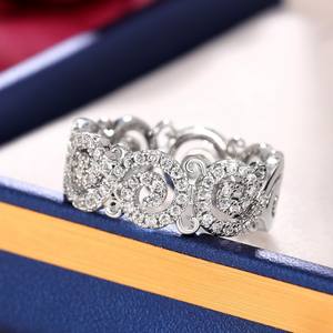 Anello Q501 in Argento con Diamante Taglio Brillante Rotondo Colore G Naturale Anello di Fidanzamento Romantico da Donna - Product Image 3