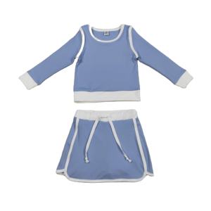 Tenue de sport RTS pour petites filles, imprimé bleu, chemise décontractée respirante en coton et élasthanne, jupe-short doublée, idéale pour le tennis - Product Image 1