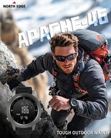 Jam Tangan Digital Pria NORTH EDGE APACHE 46 untuk Olahraga Luar Ruangan, Lari, Berenang, dengan Altimeter, Barometer, Kompas, Tahan Air 50M