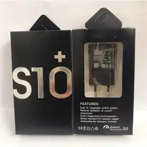 جودة الأصلي 2 في 1 محول السفر QC 3.0 15W شاحن سريع مع USB نوع C كابل لسامسونج S10 S8 S9 S6 S7 سريع شحن