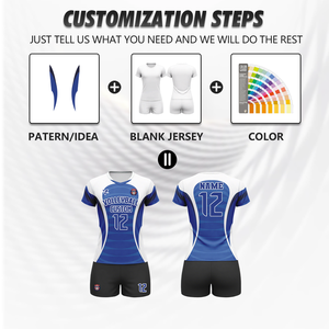 Jersey Voli Lengan Pendek Pria Wanita Custom, Sublimasi Digital, Cepat Kering, Bernapas, Set Seragam Voli Wv102 - Product Image 2