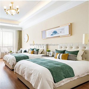 Cabecera tapizada con marco de madera MDF económico, cama doble de hotel con juego de ropa de cama para muebles de dormitorio de hotel de 3 estrellas - Product Image 2