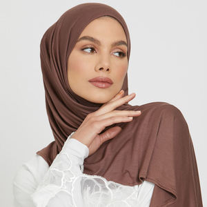 Chất Lượng Cao 87 Cổ Màu Sắc Cao Cấp Co Giãn Bông Jersey Viscose Tùy Chỉnh Hijab 60*170Cm 160G Mô Hình Rắn Hồi Giáo Khăn Choàng - Product Image 1