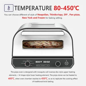 Double Knob Smart Electric Pizza Oven 450 Degree 90 Seconds Cook A Pizza NEW YORK NEAPOLITAN FROZEN DIY Pizza Oven