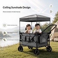 Poussette double de camping pour enfants de haute qualité, pliable, avec pare-soleil, grande capacité, chariot de pique-nique extérieur, roue simple en fer, OEM
