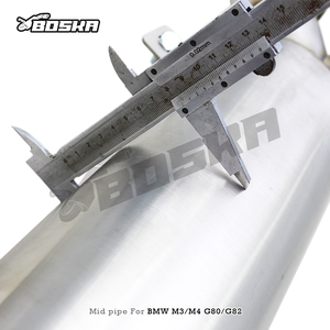 Tubo intermedio de escape doble personalizado para BMW M3/M4 G80/G82/G83 3.0T 2021-2023 Boska Racing de acero inoxidable con tubos individuales de 101 mm - Product Image 4