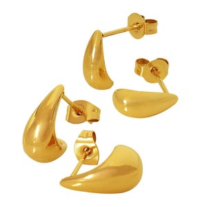 Teardrop <b>Stud</b> <b>Earrings</b> For Women Zinc Alloy Minimalist Design Fashion Jewelry - Product Image 5