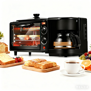 Machine à petit-<span class=keywords><strong>d</strong></span>éjeuner multifonction 3 en 1, grille-<span class=keywords><strong>pain</strong></span> électrique en acier inoxydable, four à café, grille-<span class=keywords><strong>pain</strong></span> à température réglable - Product Image 2