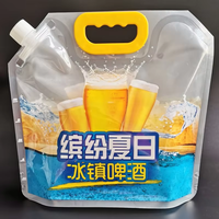 Sac compostable avec bec verseur, pochette en plastique pour eau potable avec grande poignée et bec verseur 1L 3L 5L