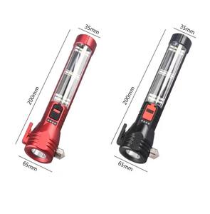 Martillo de seguridad multifuncional 8 en 1, linterna LED con energía Solar, carga Usb, <span class=keywords><strong>Escape</strong></span> de rescate, linterna de emergencia al aire libre - Product Image 4