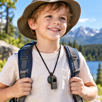 Sifflet de survie d'urgence 2-en-1 avec boussole intégrée, sifflet de sécurité portable pour la randonnée et le camping en plein air avec cordon