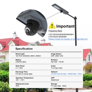 Lampione <span class=keywords><strong>Solare</strong></span> LED Integrato con <span class=keywords><strong>Telecamera</strong></span> CCTV 4G e Slot per Scheda SIM, <span class=keywords><strong>Telecamera</strong></span> di Sicurezza 4MP, Lampada <span class=keywords><strong>Solare</strong></span> con Controllo Remoto - Product Image 2