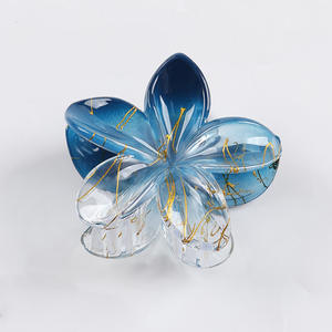 Pince à cheveux rétro 8,5 cm motif fleur d'œuf dégradé, pince requin dorée en plastique motif fleur de Bauhinia, accessoires capillaires quotidiens pour femmes - Product Image 5