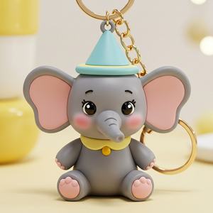 Porte-clés en caoutchouc personnalisable avec logo, motif lapin ou ours mignon, breloque animale, pendentif de voiture, vente en gros - Product Image 3