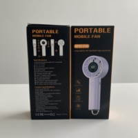 Ventilateur de bureau portable 2-en-1 rechargeable 5000 mAh avec affichage numérique 100 vitesses et crochet pour bureau, grande autonomie