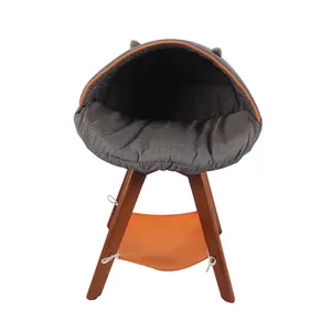 Modern Luxury Hair Catting Custom Seat Cover Round Paw Pillow Cushion for Chair High Wood House Cave Soft Woven Cat Bed