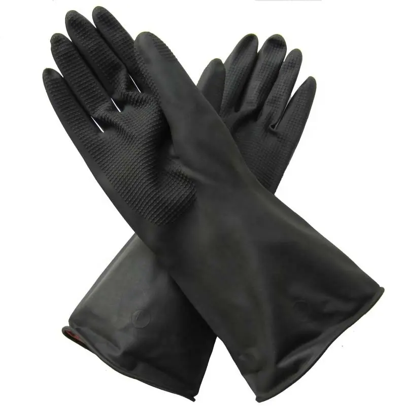 60G Oem Merk Zwarte Industriële Handschoenen Industriële Latex Rubber Hand Werken Handschoenen