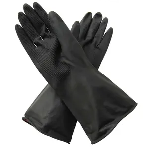60goemブランド滑り止め薄い防水酸およびアルカリ耐性工業用ラテックス手袋ゴム製手作業用手袋