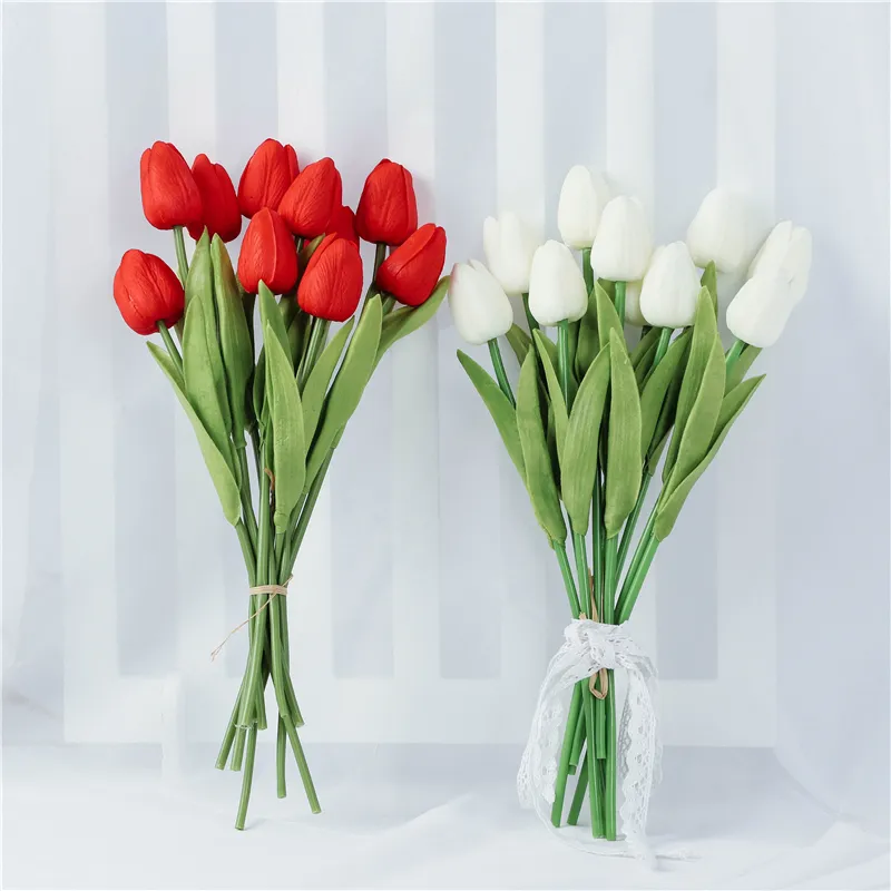 Hoa Tulip Giả PU Cây Hoa Tulip Giả Chạm Thật Đồ Trang Trí Cửa Hàng Vườn Tiệc Cưới Sinh Nhật