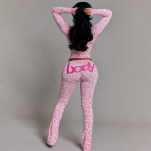 8 Màu Sắc Giản Dị In Căng Hai Mảnh Activewear Với Trùm Đầu Crop Top Áo Và Eo Cao Quần - Product Image 3