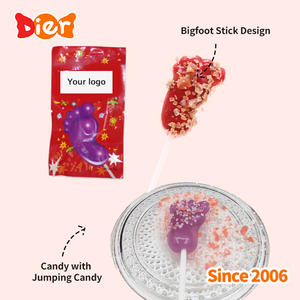 Candy grosir kustom Label pribadi Halal lucu kartun lolipop berbentuk kaki besar dengan Popping Candy mainan permen anak-anak - Product Image 2
