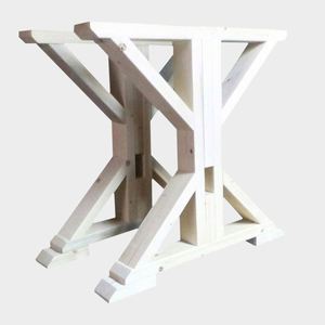 Rubber Wood Carved X-Frame Dining <b>Table</b> <b>Legs</b> with Iron Finish Modern Design for Outdoor & Hospital Use - Product Image 4