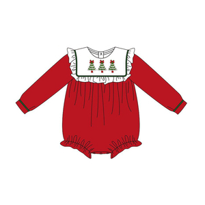 Customizaztion abbigliamento Boutique per bambini occidentali da <span class=keywords><strong>bambina</strong></span> a manica lunga albero di natale vestito rosso vestiti Chidren - Product Image 2